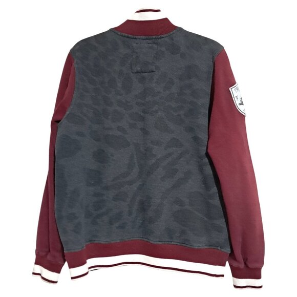 Trukfit Mens L Varsity Jacket  Maroon & Gray "TF" Embroidered Button-Up Made In - Picture 3 of 8